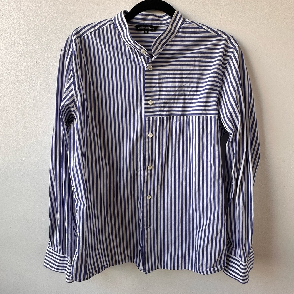 Blue and White Striped Button Down Shirt